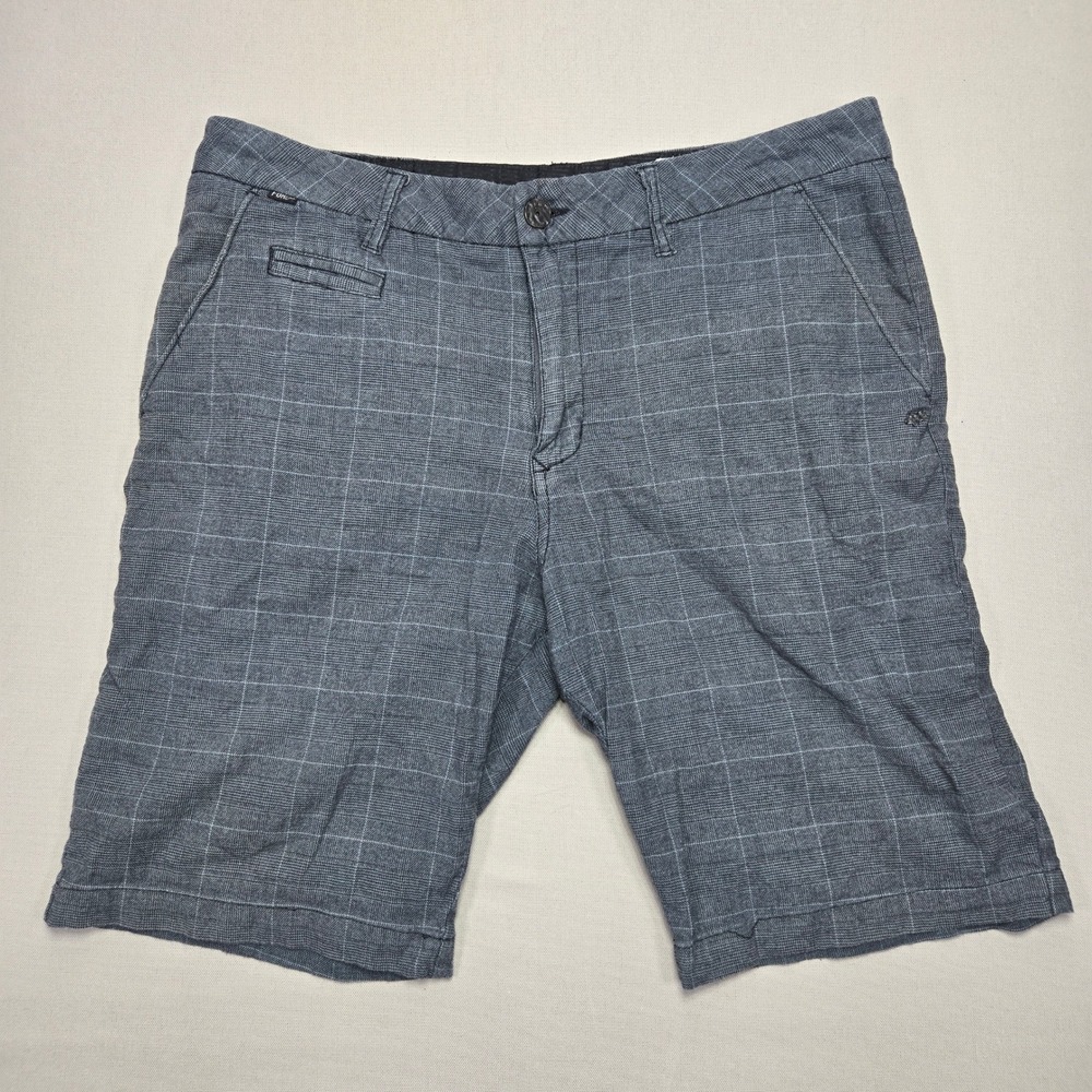 Fox Selecter Plaid‎ Shorts Slim Fit Casual Walking Blue Gray Mens Size 34